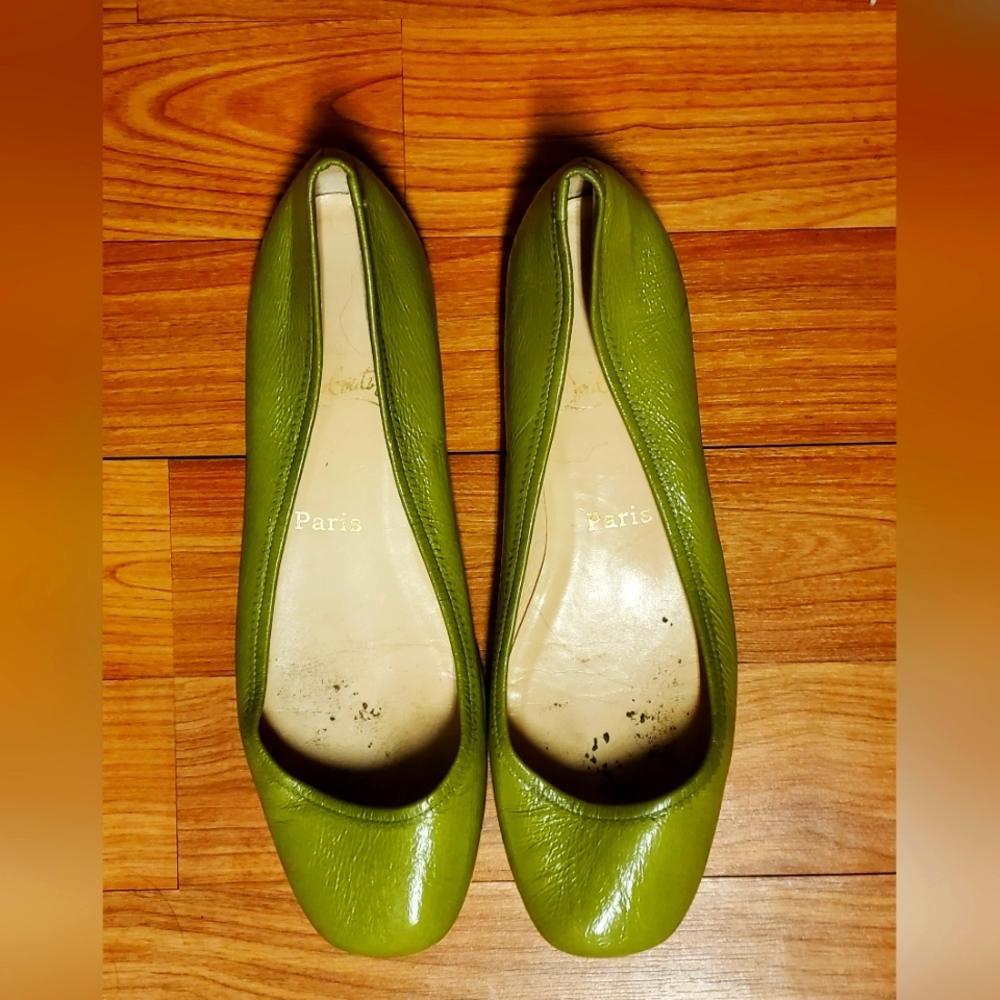 Green Louboutin flats, size 40.5 (US 9.5)